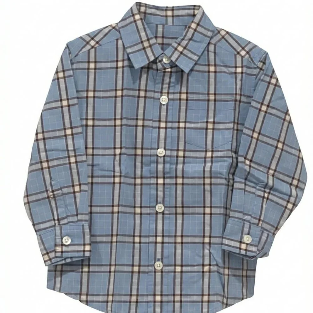 Gymboree NWT Blue & Purple Plaid Long‑Sleeve Shirt Size 3